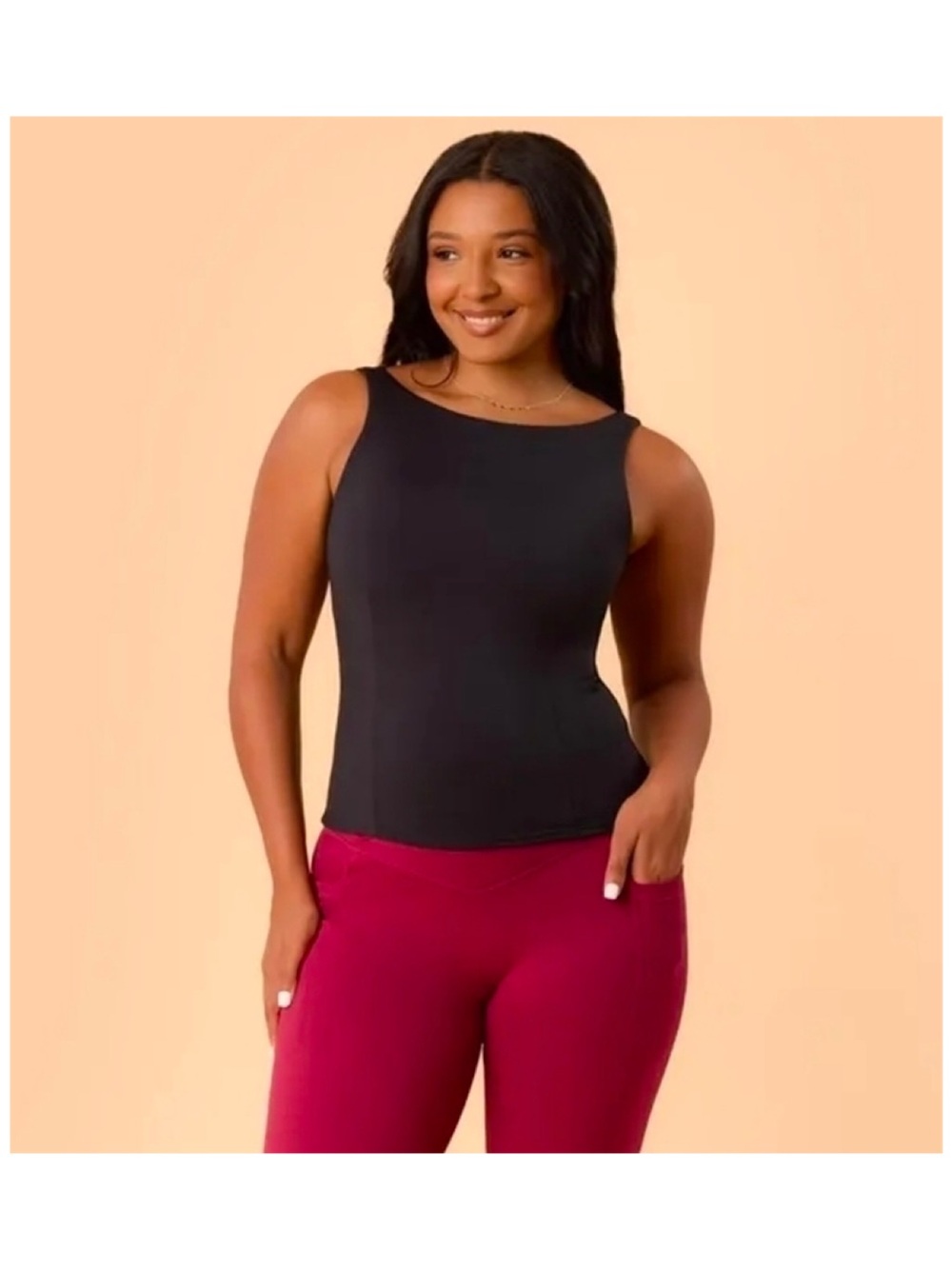 Blogilates Boatneck Crisscross Tank (Black - 3X)